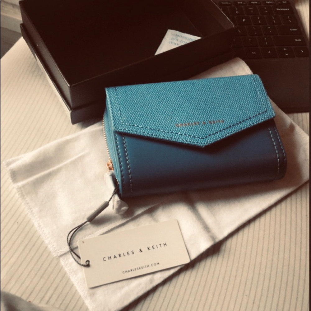 Blue leather wallet - NEW WITH BOX